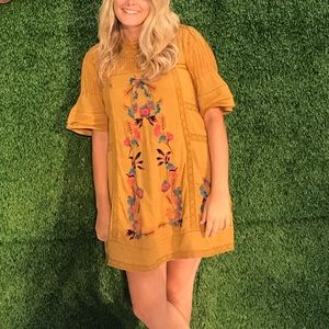 Free People Embroidered Peasant Dress
